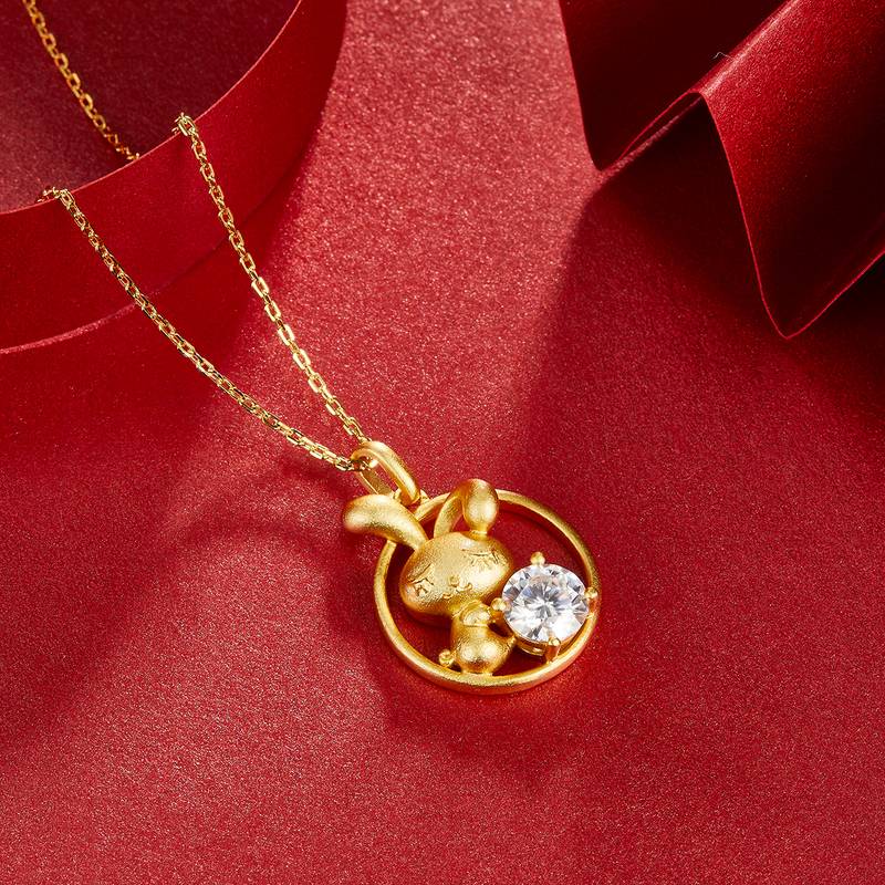 Rabbit Moissanite Diamond Necklace from the Chinese Zodiac Series 1.0 Carat